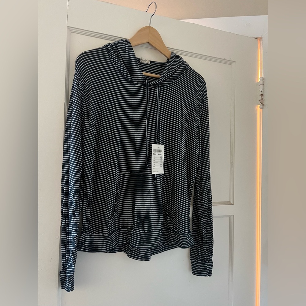 NWT BRANDY MELVILLE Blue and White Striped Hoodie Top